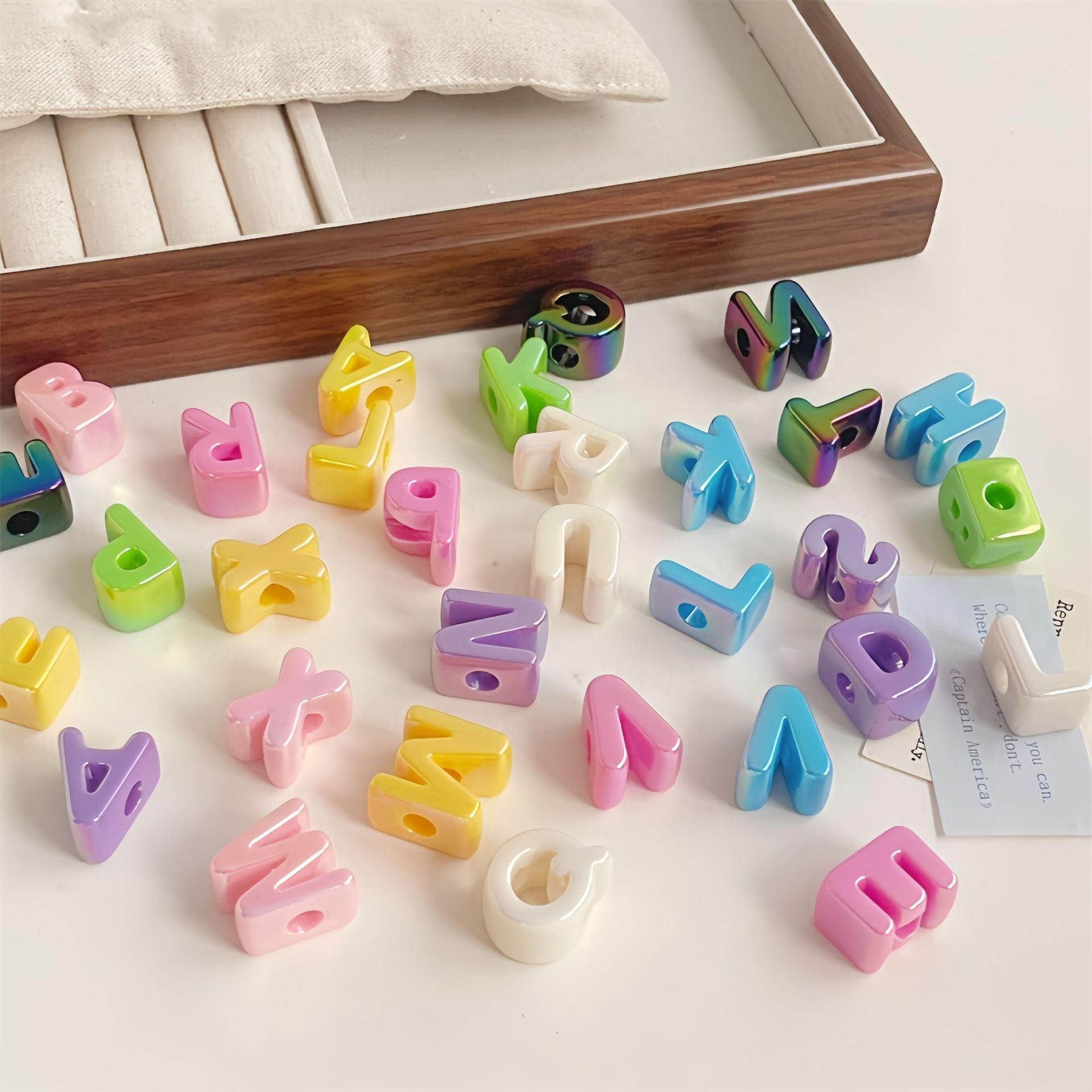 UV-coated large-hole letter beads with through holes, acrylic beads for DIY phone chains, bag pendants, and accessory materials Secondary image