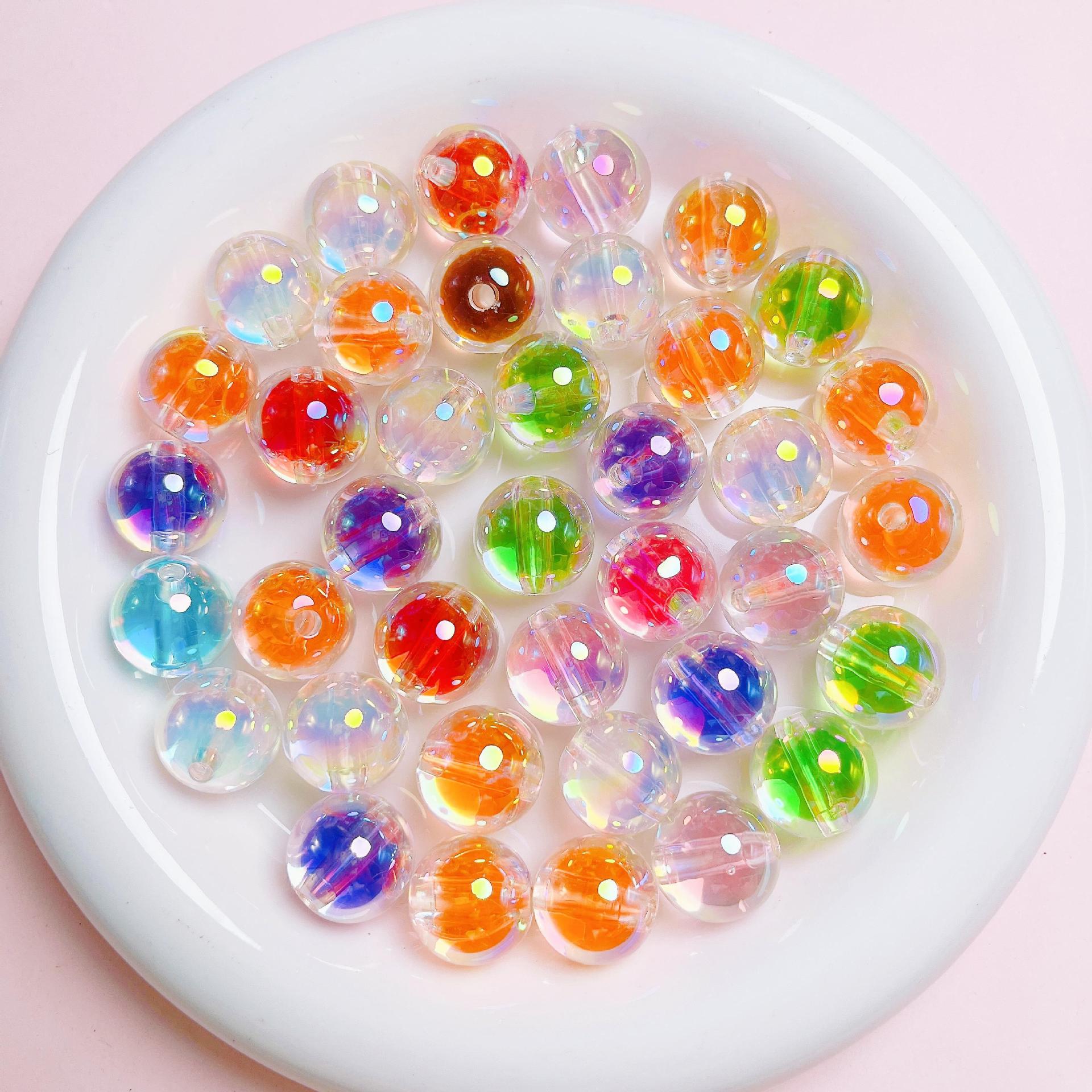 16mm Transparent Two-Tone Colorful Sunshine Acrylic Beads DIY Mobile Phone Chain Necklace Beading Handmade Material Accessories Secondary image