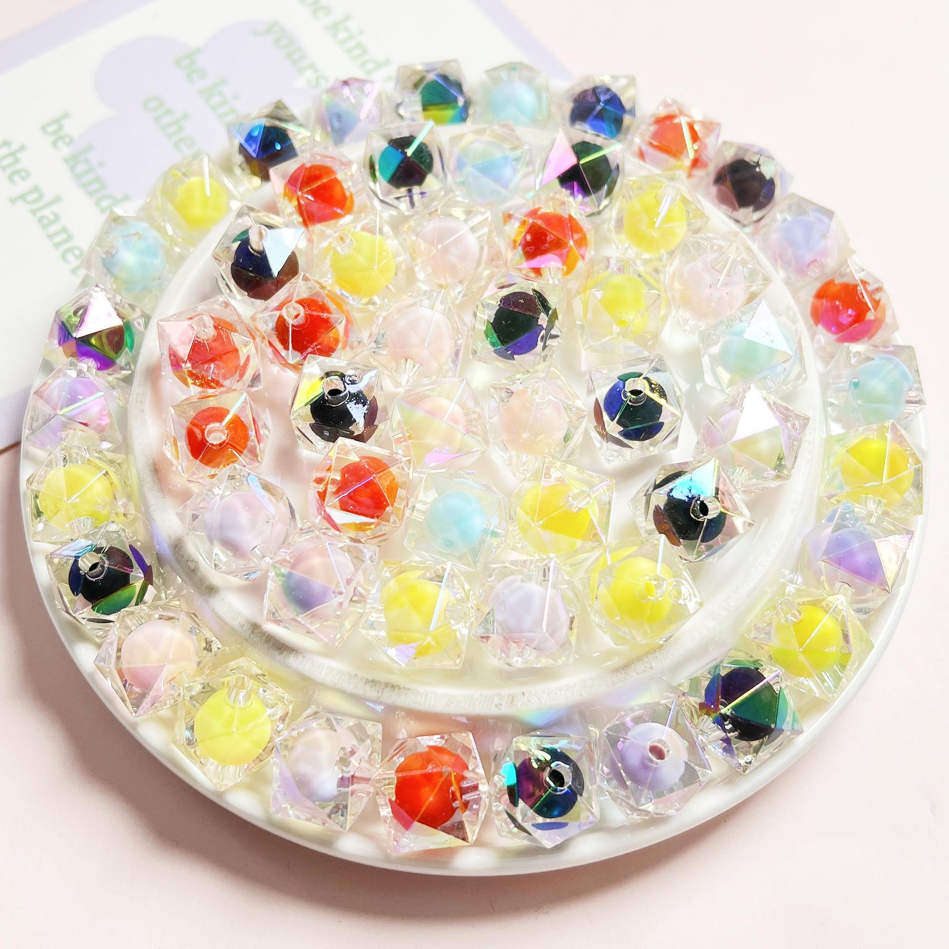16mm high-quality acrylic UV-coated scratch-free diamond-shaped beads, DIY beading material for phone chains and accessories Secondary image