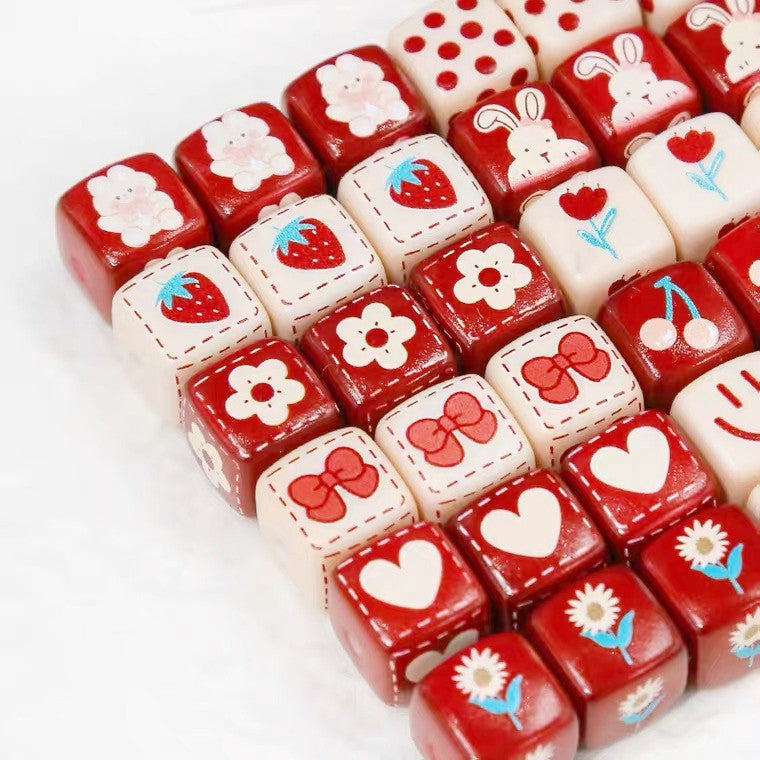 Autumn and winter color series sweet square beads cartoon print DIY handmade phone chain ins bracelet necklace material accessories Secondary image