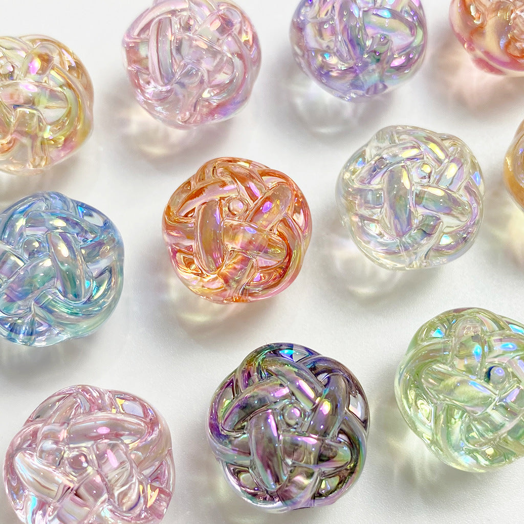 16-19mm acrylic electroplated UV iridescent transparent coin ball beads DIY phone chain beading material accessories Secondary image