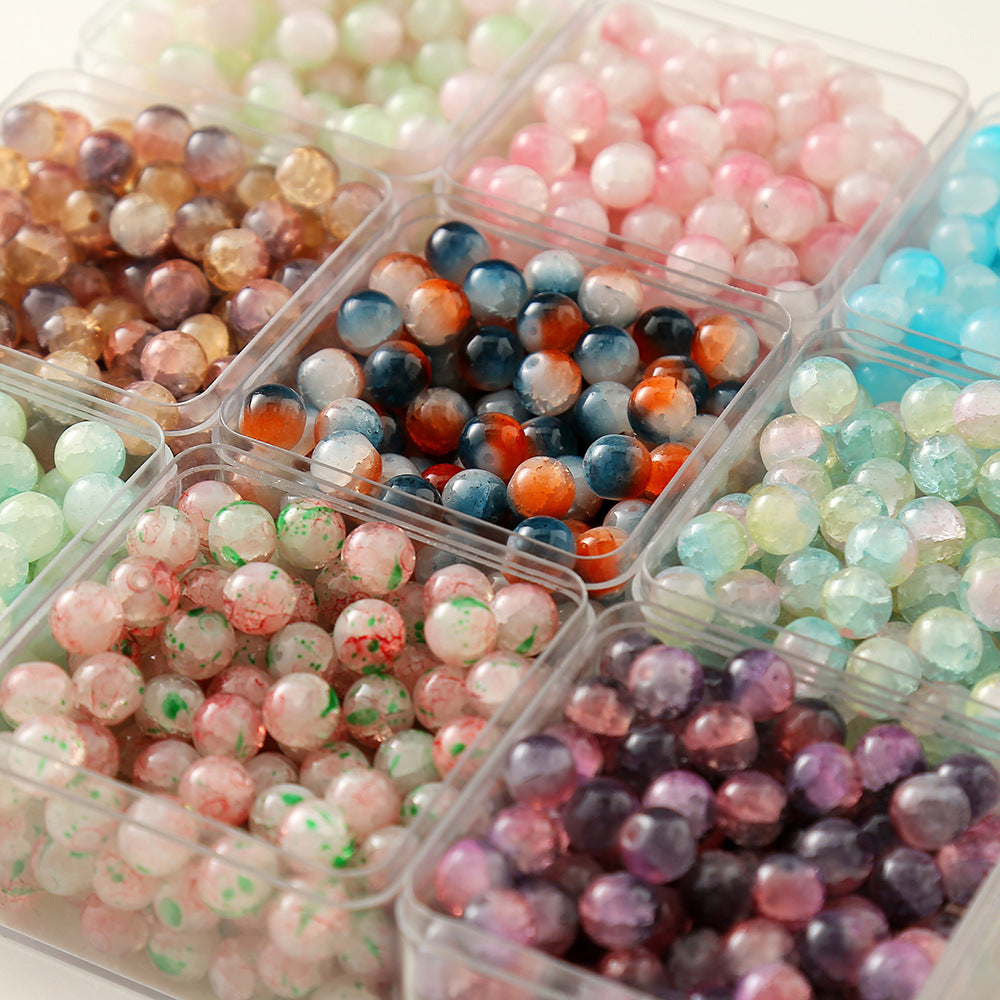 2024 Spring Glazed Beads Gradient Jade Round Beads Jelly Color Cracked Beads Ancient Style Jewelry DIY Handmade Secondary image