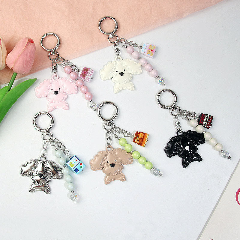 New Teddy Dog Alloy Keychain Pendant Creative Handmade Beading diy Bag charms and personalized decorations Secondary image