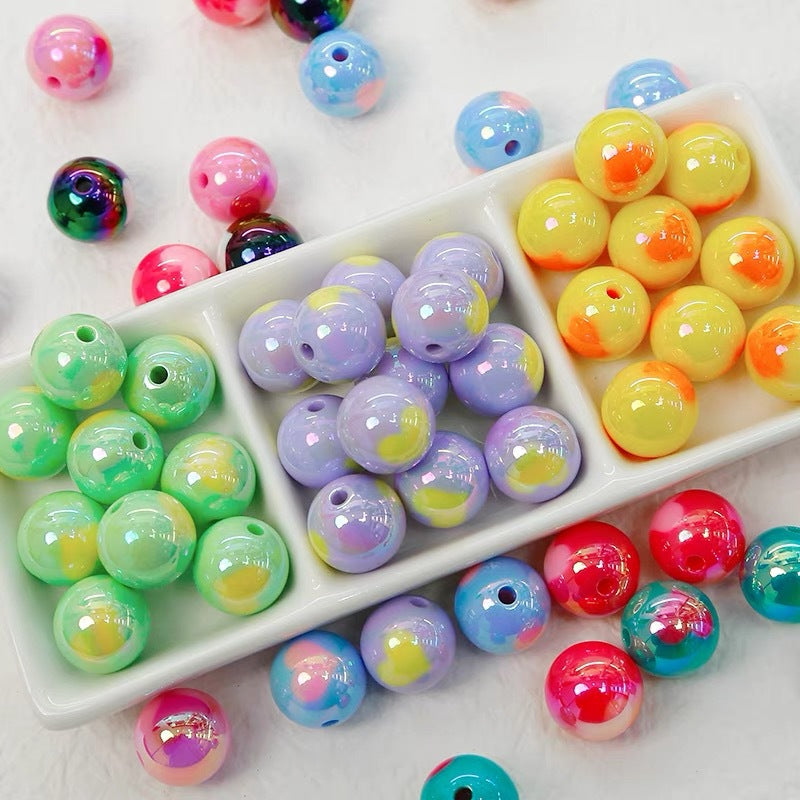 16mm glossy cream two-tone heart-shaped straight-hole round beads, DIY beading materials for phone chains and key chains, decorative accessories Secondary image