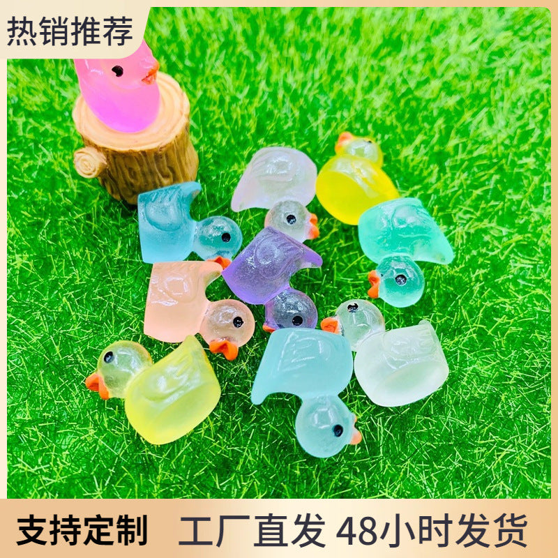 Luminous Cartoon 3D Cute Colorful Little Duck DIY Keychain Phone Case Hairpin Resin Decorative Accessories Secondary image