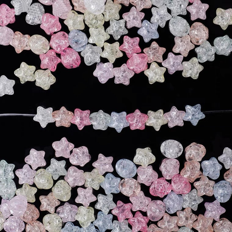 50 pieces/pack Acrylic semi-transparent color-coated candy-colored heart and star-shaped beads for DIY bracelet pendants Secondary image