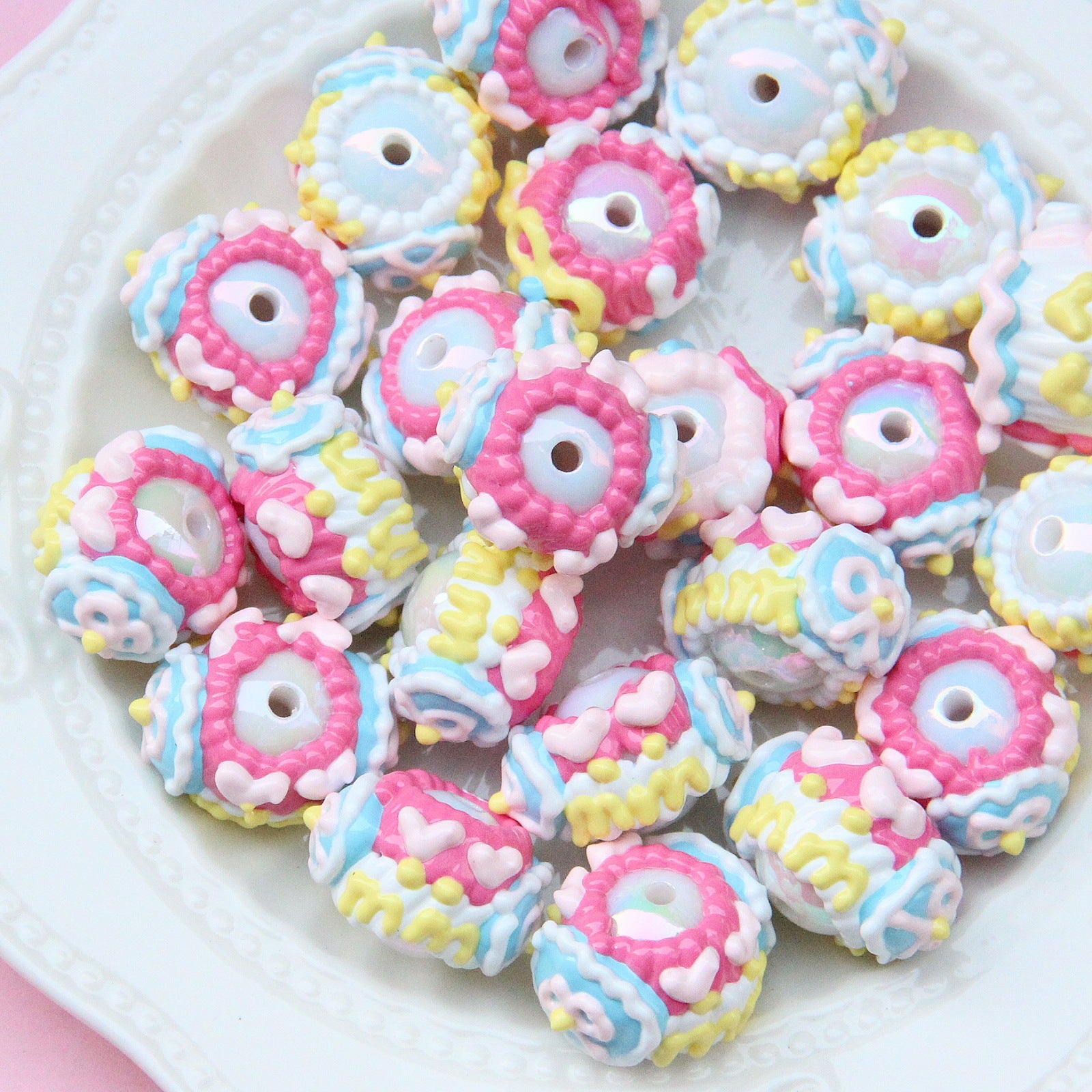 Heavy oil hand-painted beads DIY car hanging charm, cute beads for phone chains, loose beads, pen charms, and hand-painted beads Secondary image