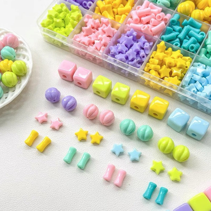Cute and colorful acrylic bamboo beads, square beads, star beads, pumpkin beads DIY handmade beaded bracelet necklace accessories Secondary image