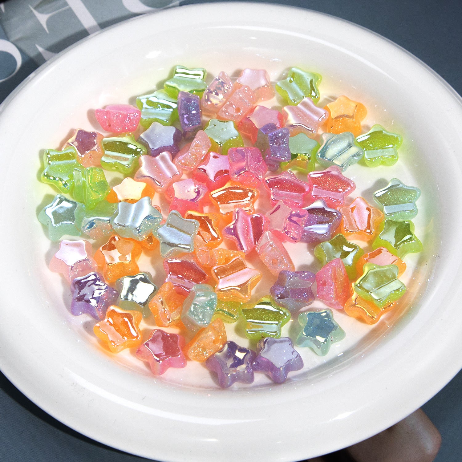 Fine glitter wave stars colorful pentagram beads with holes, loose beads for DIY phone chains and accessories Secondary image