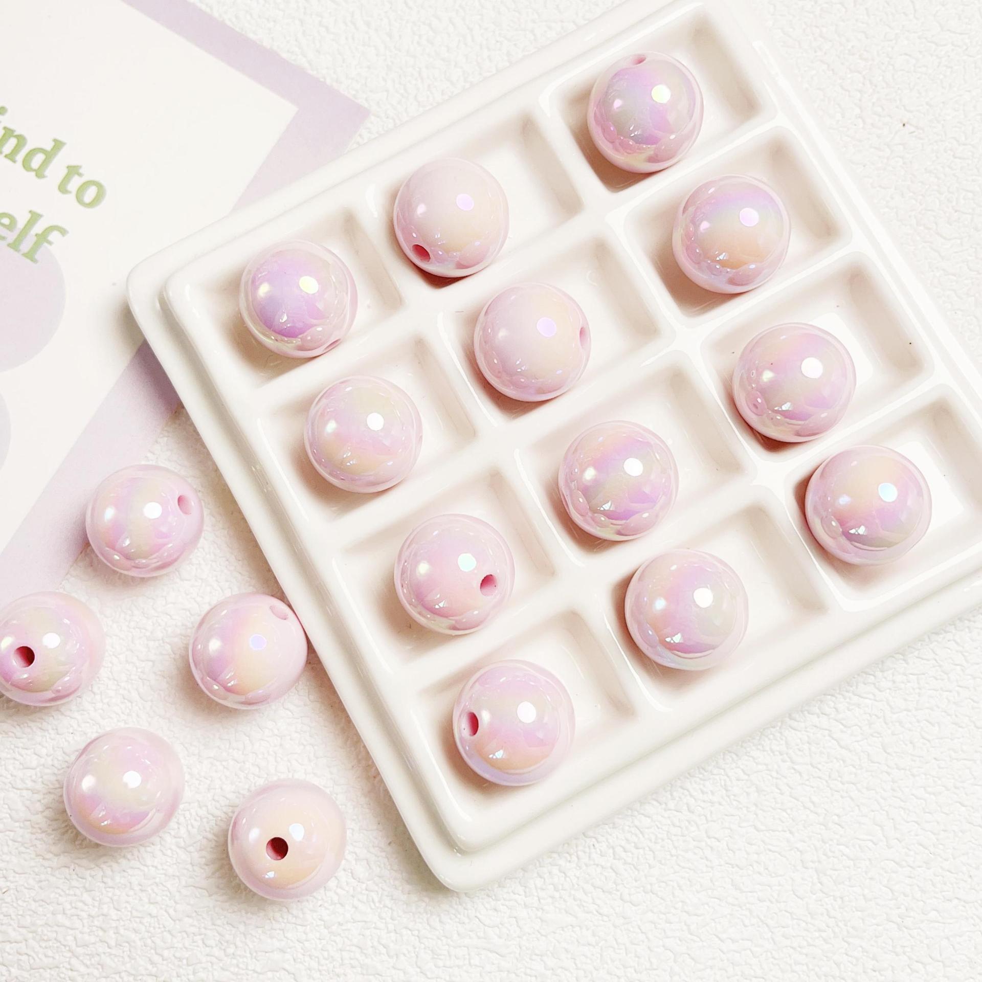 16mm cream-colored UV-coated solid color round beads, DIY beading materials for handmade phone chains, keychains, and accessories Secondary image