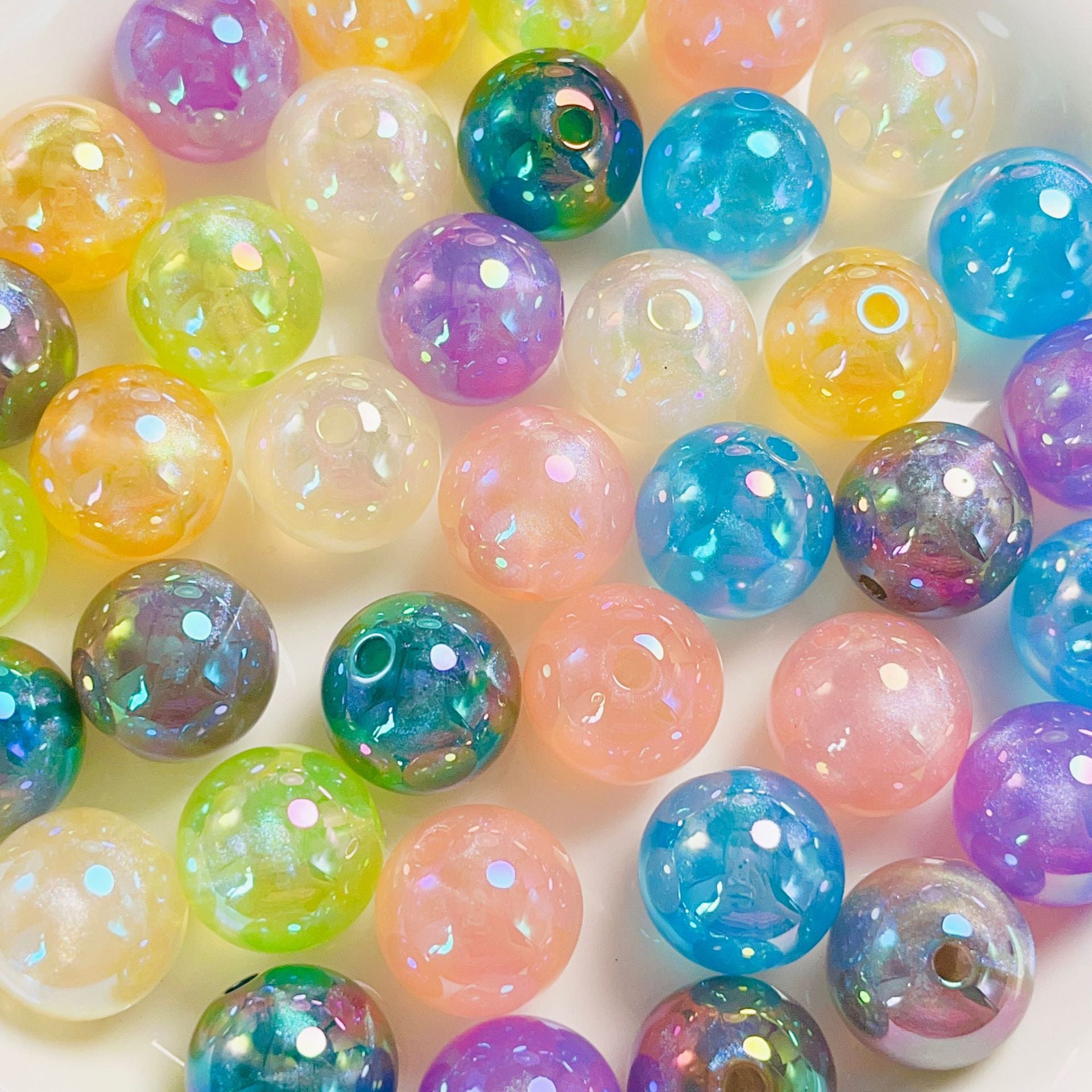 High-quality colorful mother-of-pearl fine-shimmer mermaid round beads DIY phone chain keychain materials beaded accessories Secondary image