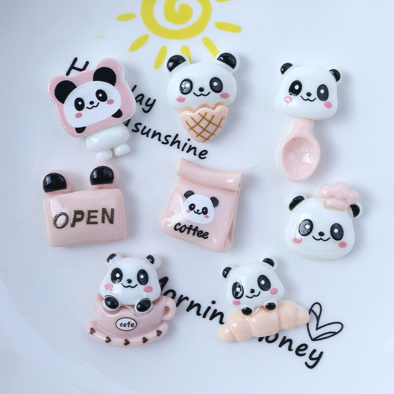 Shiny Chef Panda Coffee Cute DIY Cream Glue Self-Made Phone Case Hair Clip Hair Rope Bracelet Resin Secondary image