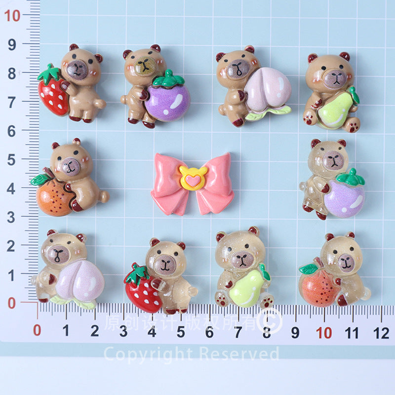 Resin accessories cartoon cute Kappi holding fruit DIY cream glue phone case stickers children's hair accessories fridge magnets Secondary image