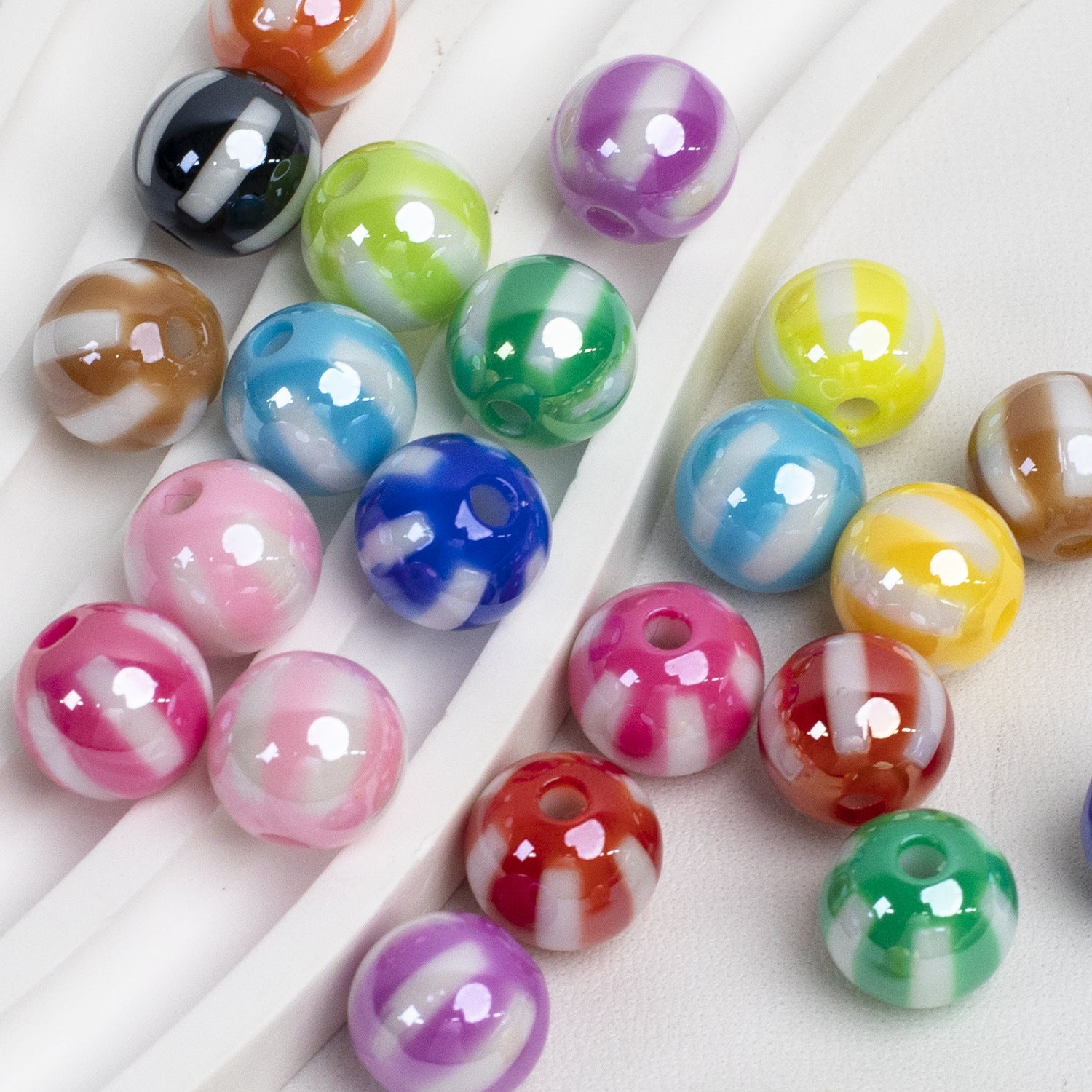 12mm colorful circus beads electroplated acrylic through-hole loose beads DIY bracelet beading accessories Secondary image