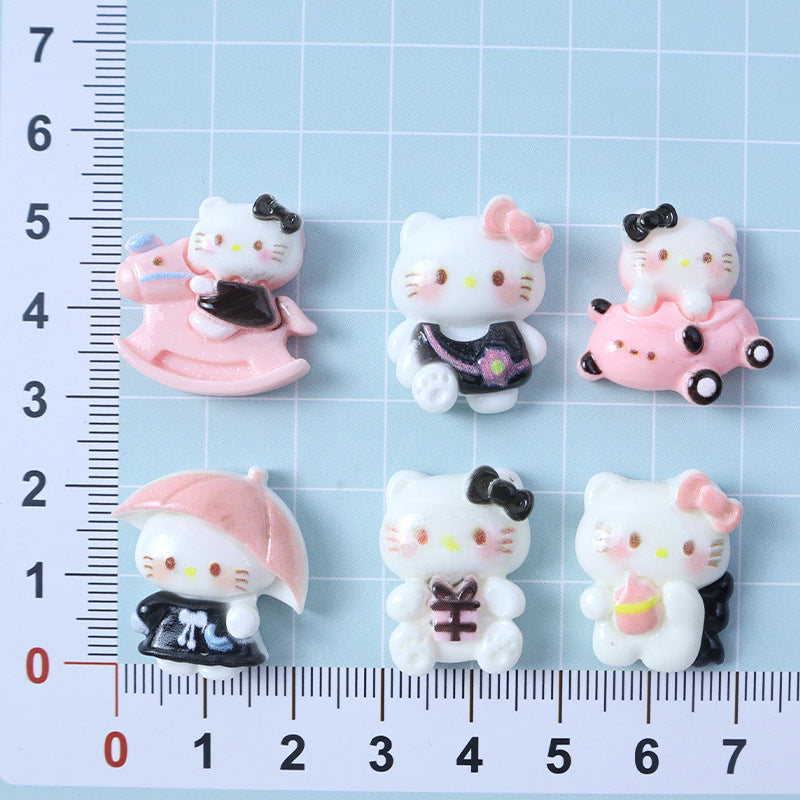 Black and pink cartoon cat KTdiy resin accessories, decorative cat cream glue handmade hair clips, phone cases, shoe buckles Secondary image