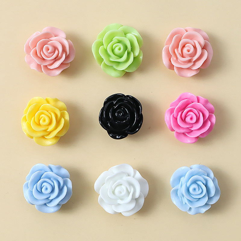 High-quality colorful artificial rose flower resin accessories for DIY handmade phone cases and shoe charms decoration Secondary image