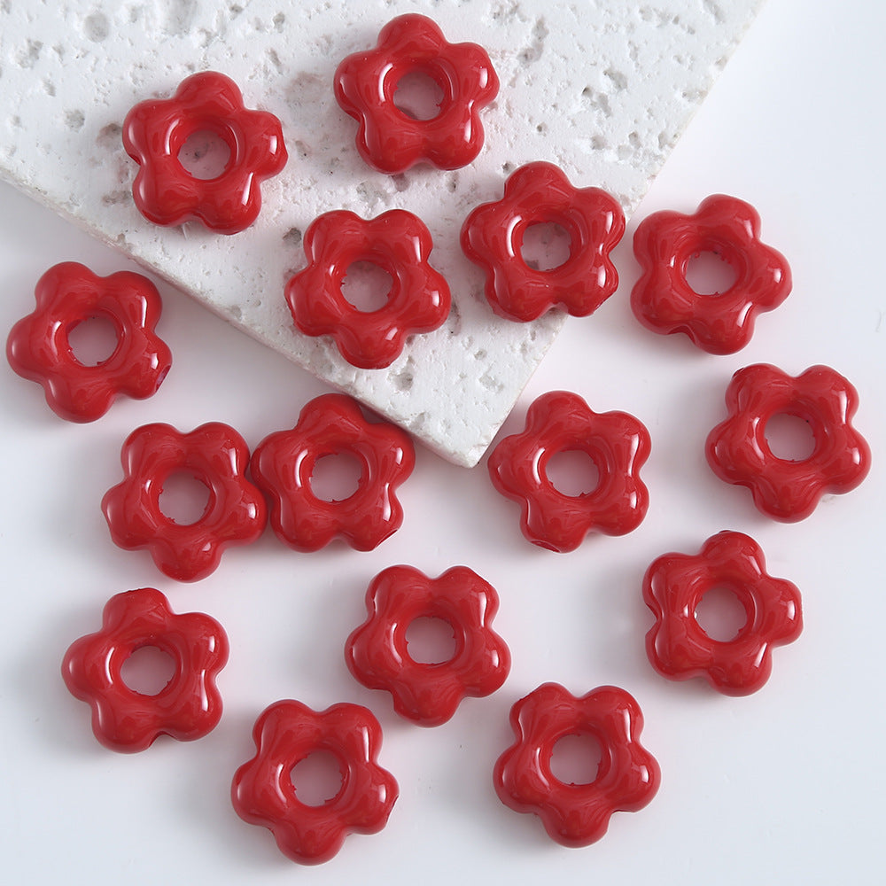 DIY colorful acrylic small flower beads loose beads diy five-petal flower beaded phone chain accessory materials Secondary image
