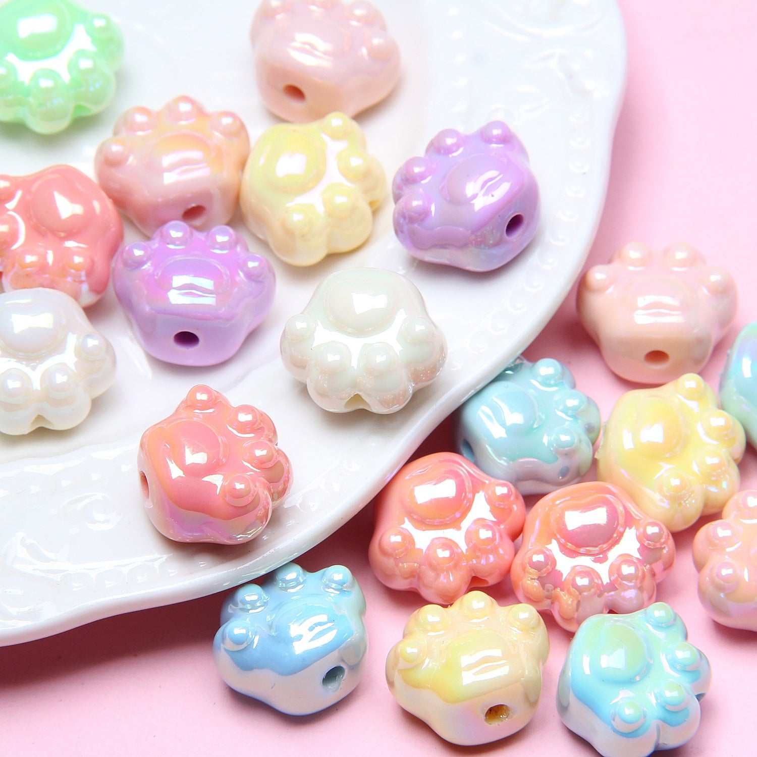 Acrylic beads cat paw DIY beaded bracelet phone chain DIY accessory materials loose beads Secondary image