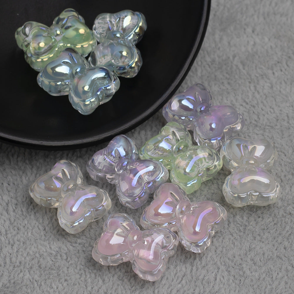 Light-Effected Oil Painting Bowknot Electroplated Resin Beads with Through Hole, Loose Beads for DIY Phone Chain Accessories Secondary image