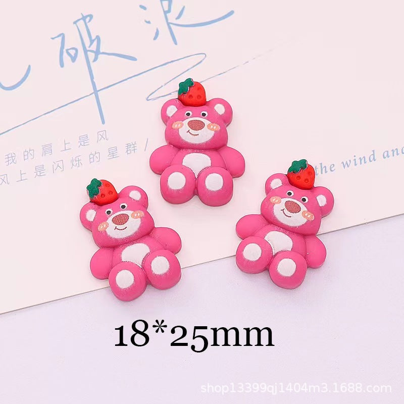 Simulated resin accessories cute and creative strawberry bear donut DIY phone case shoe buckle hair accessory patch materials Secondary image