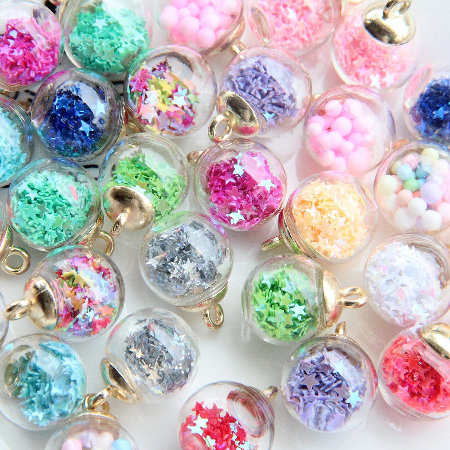 Round crystal glass ball pendant Five-pointed star glitter hanging ornament DIY Bracelet, beads, earrings, jewelry accessories Secondary image