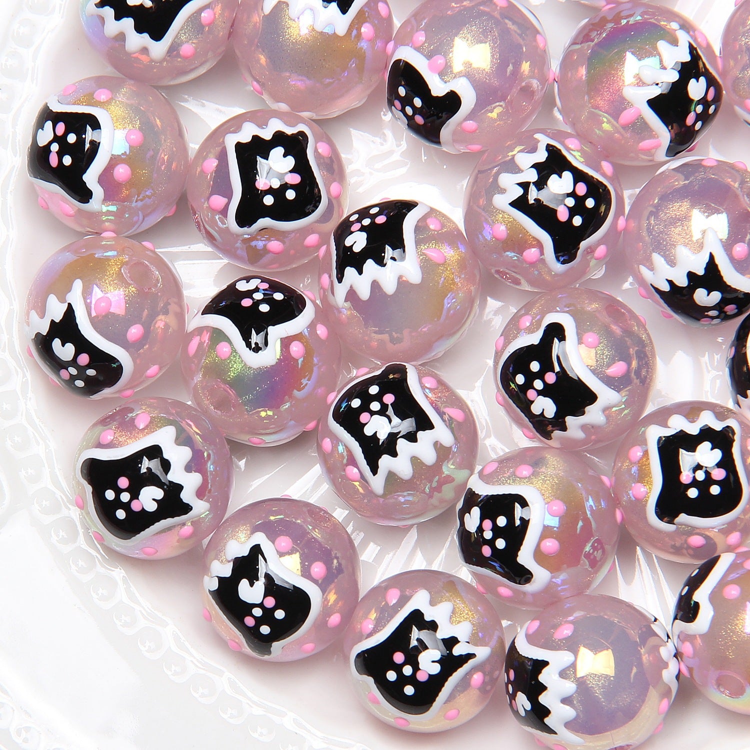Acrylic hand-painted beads DIY accessories bracelet DIY materials loose beads phone chain jewelry accessories Secondary image