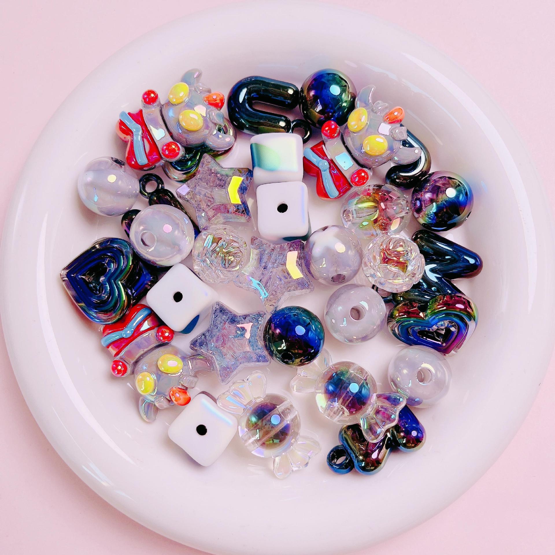 Chenjia UV high-quality acrylic beads mixed assortment loose beads DIY phone chain keychain accessory materials loose beads Secondary image