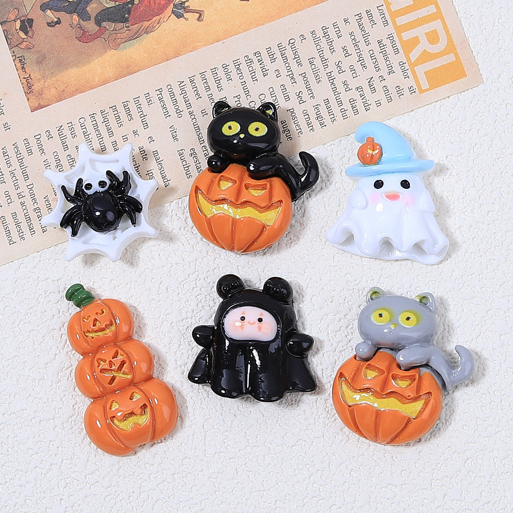 Halloween pumpkin lantern cartoon ghost handmade DIY accessories hairpin cream glue accessories resin accessory materials Secondary image