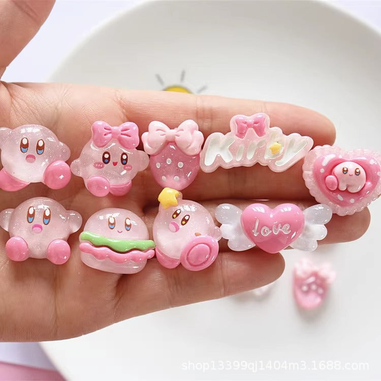 Glossy Transparent Kirby Resin Accessories for DIY Cream Glue Phone Cases, Hair Clips, Refrigerator Magnets, and Keychains Secondary image