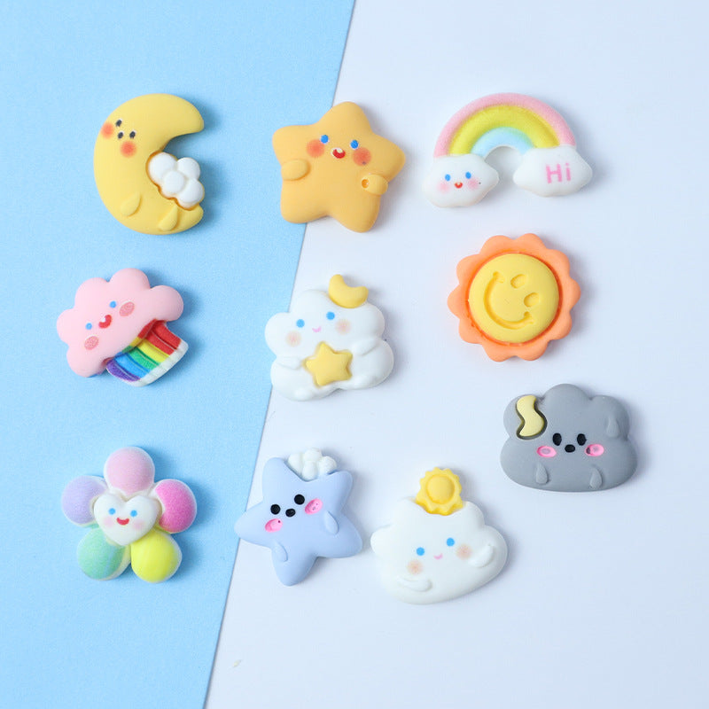 Cute cloud, sun, and cloud accessories DIY cream glue hair accessories, hair clips, phone cases, water cups, electric car resin stickers Secondary image