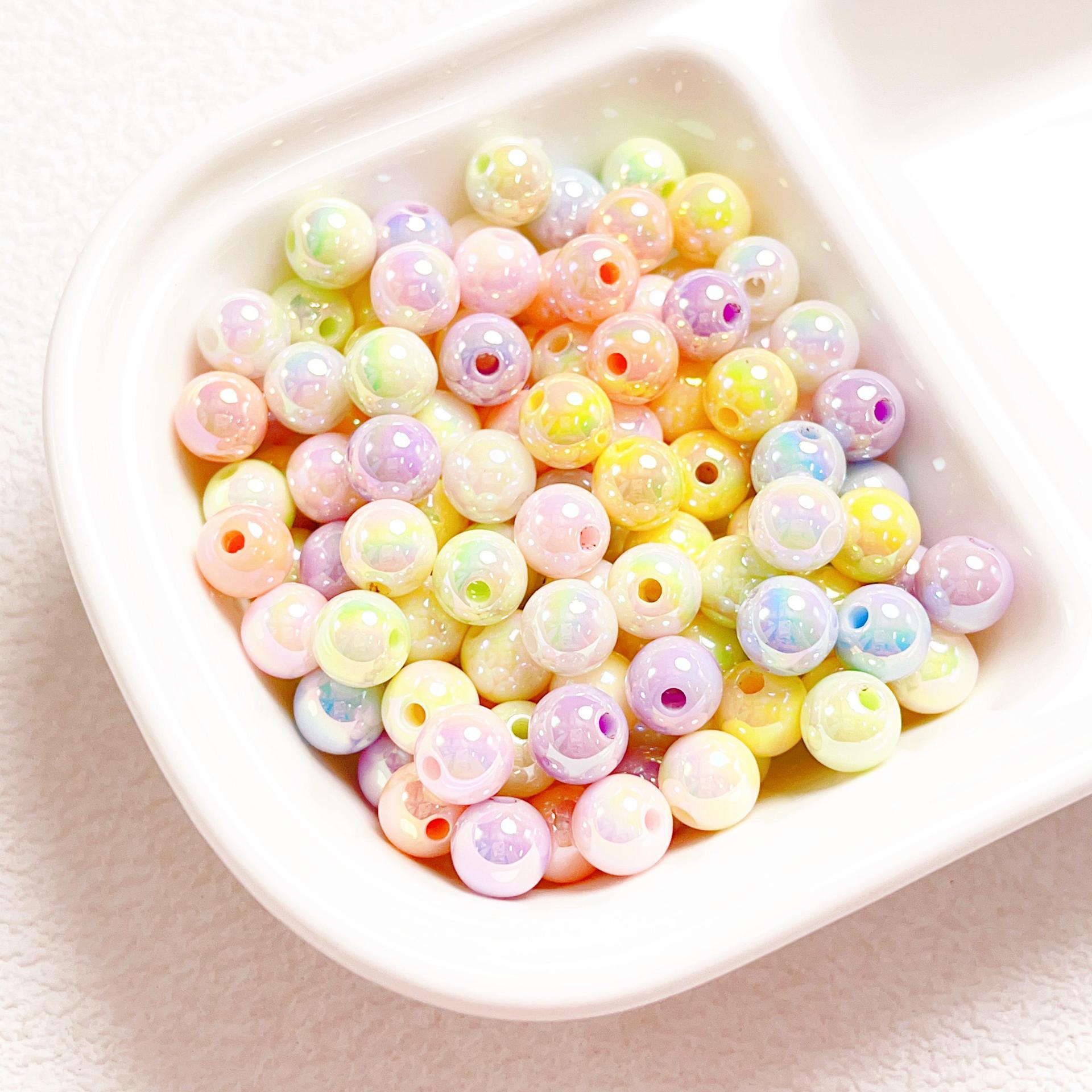 8/12mm Mabe UV-coated luminous solid color round beads DIY mobile phone chain beading keychain spacer bead material accessories Secondary image