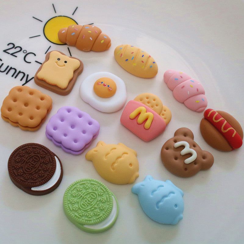 Resin cookie and bread simulation food toy DIY decoration accessories, children's hair clips, Crocs shoe charms, mouthwash cup stickers Secondary image