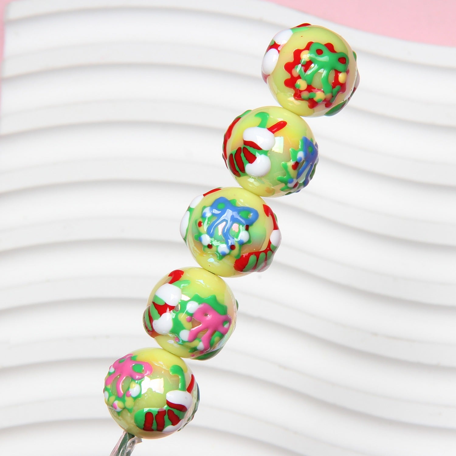 16mm hand-painted beads, loose beads, Christmas DIY bracelet, phone strap, car hanging ornament accessories, DIY materials for bracelets Secondary image