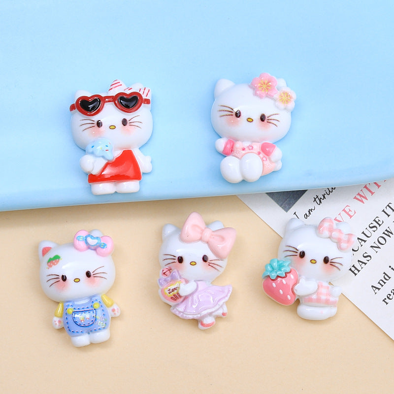 Cute little cat cartoon cream glue accessories, creative shoe buckle materials, resin accessories, DIY jewelry, hair clips Secondary image