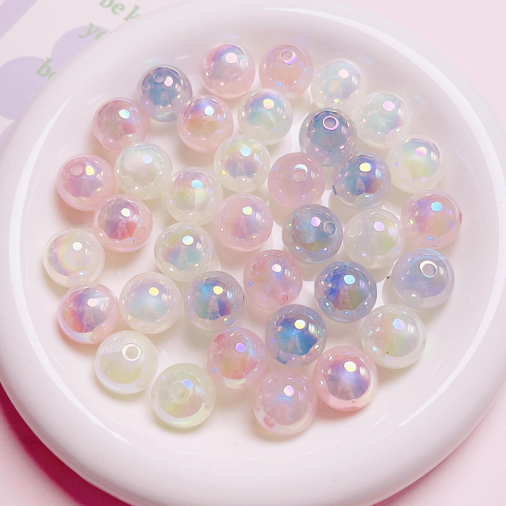 UV-coated luminous flow-patterned round beads for DIY phone chains, car pendants, crossbody hand-painted handmade materials and accessories Secondary image