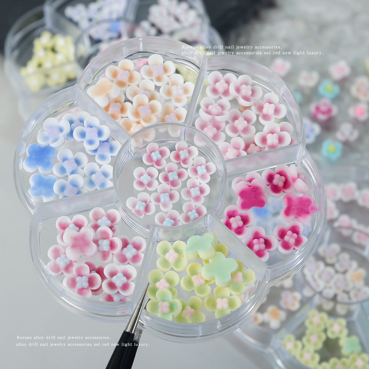 Nail art accessories gradient five-petal flower small flower hairpin decoration materials resin boxed nail decoration Secondary image