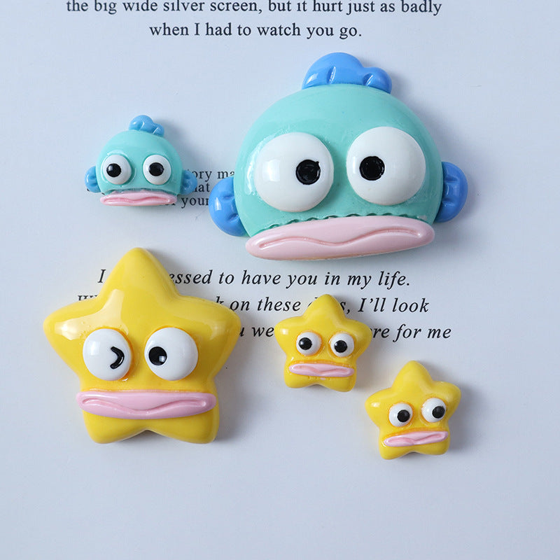 Cartoon funny cute ugly fish resin accessories for DIY cream glue, hole shoes, refrigerator magnets, hair clips, and phone case stickers Secondary image