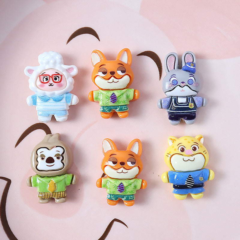Cartoon glossy Animal City DIY resin accessories keychain pendant refrigerator magnet stationery box water cup decoration Secondary image