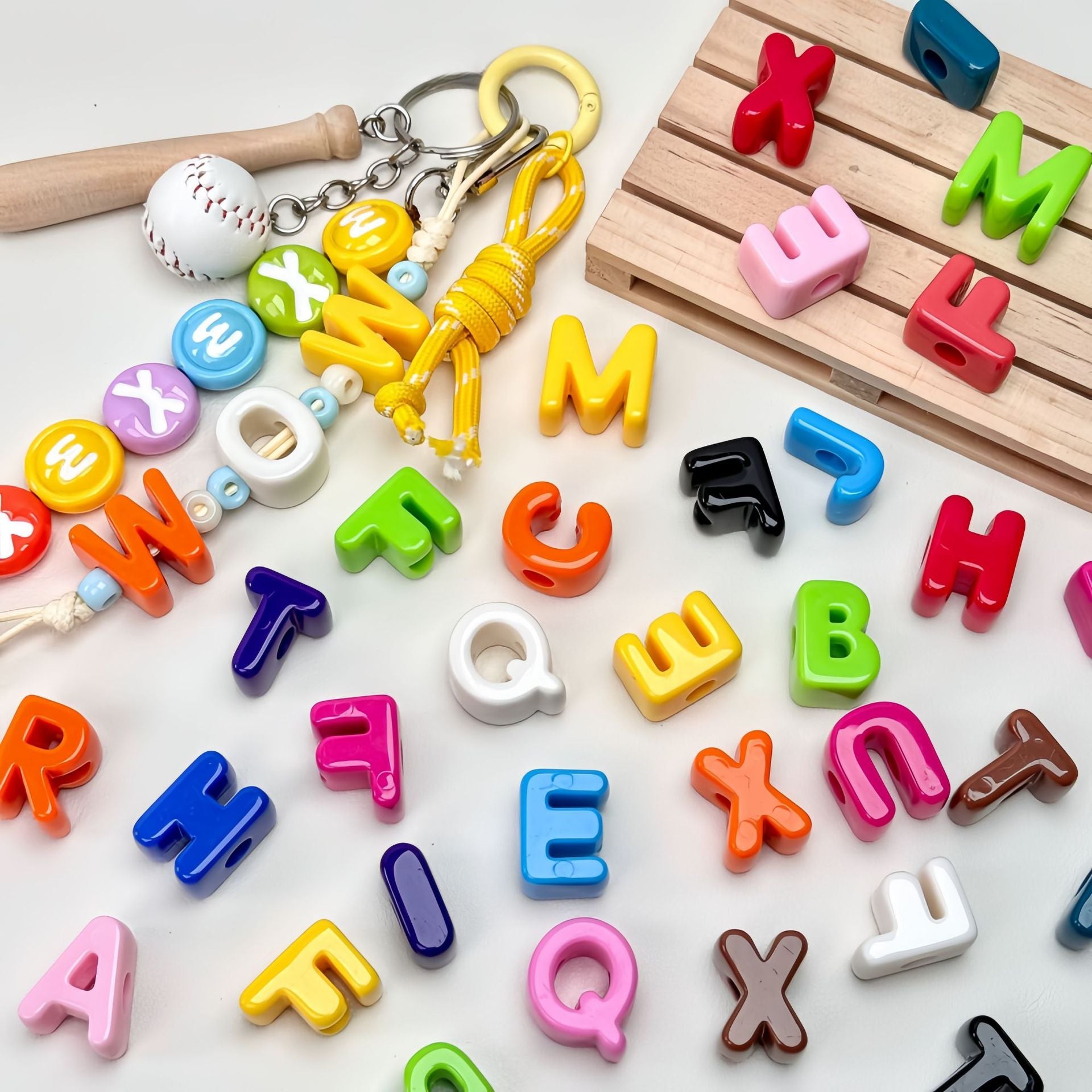 Acrylic colorful letter beads, large hole beads, loose beads for DIY handmade phone chains, bag pendants, and keychain materials Secondary image