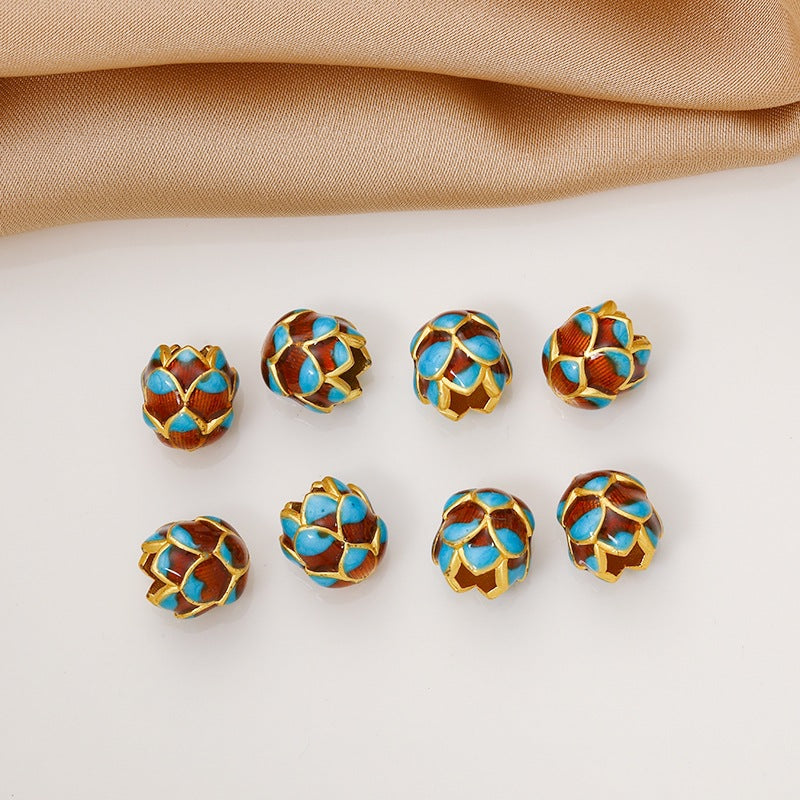 Gold-plated double-sided lotus charm with the character "Fu" for DIY handmade beaded bracelets, necklaces, and pendants Secondary image