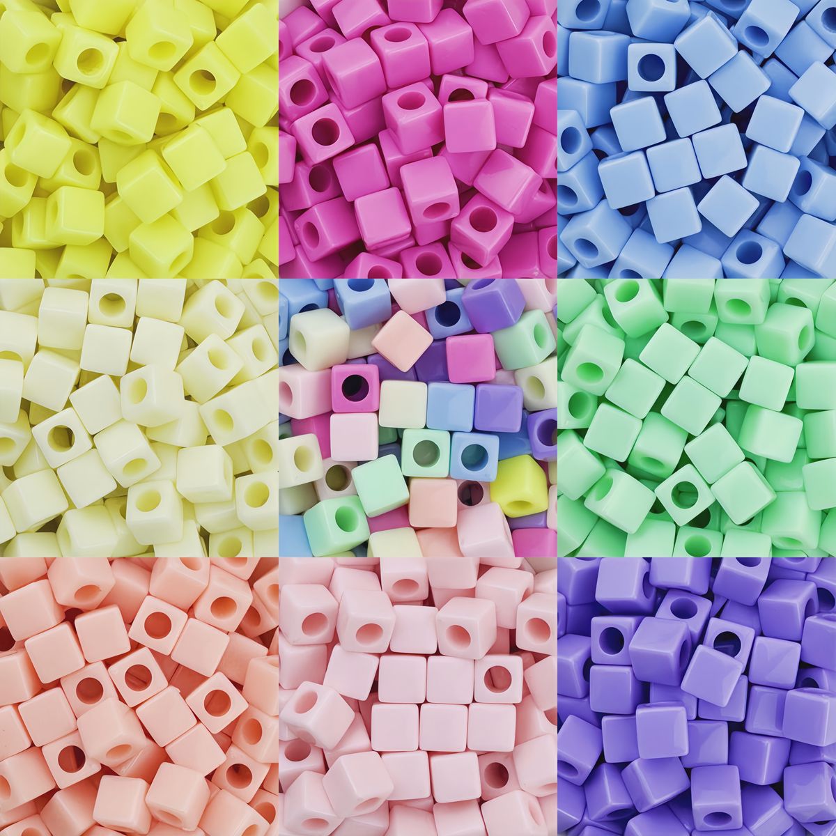 7*7mm acrylic single-color square large-hole loose beads for handmade materials, bracelets, hair accessories, DIY jewelry components Secondary image