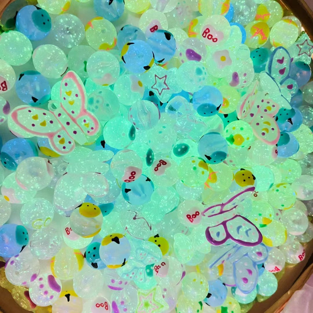 16MM luminous starry sky painted beads DIY handmade hand-painted beads loose beads DIY phone chain bracelet accessories Secondary image