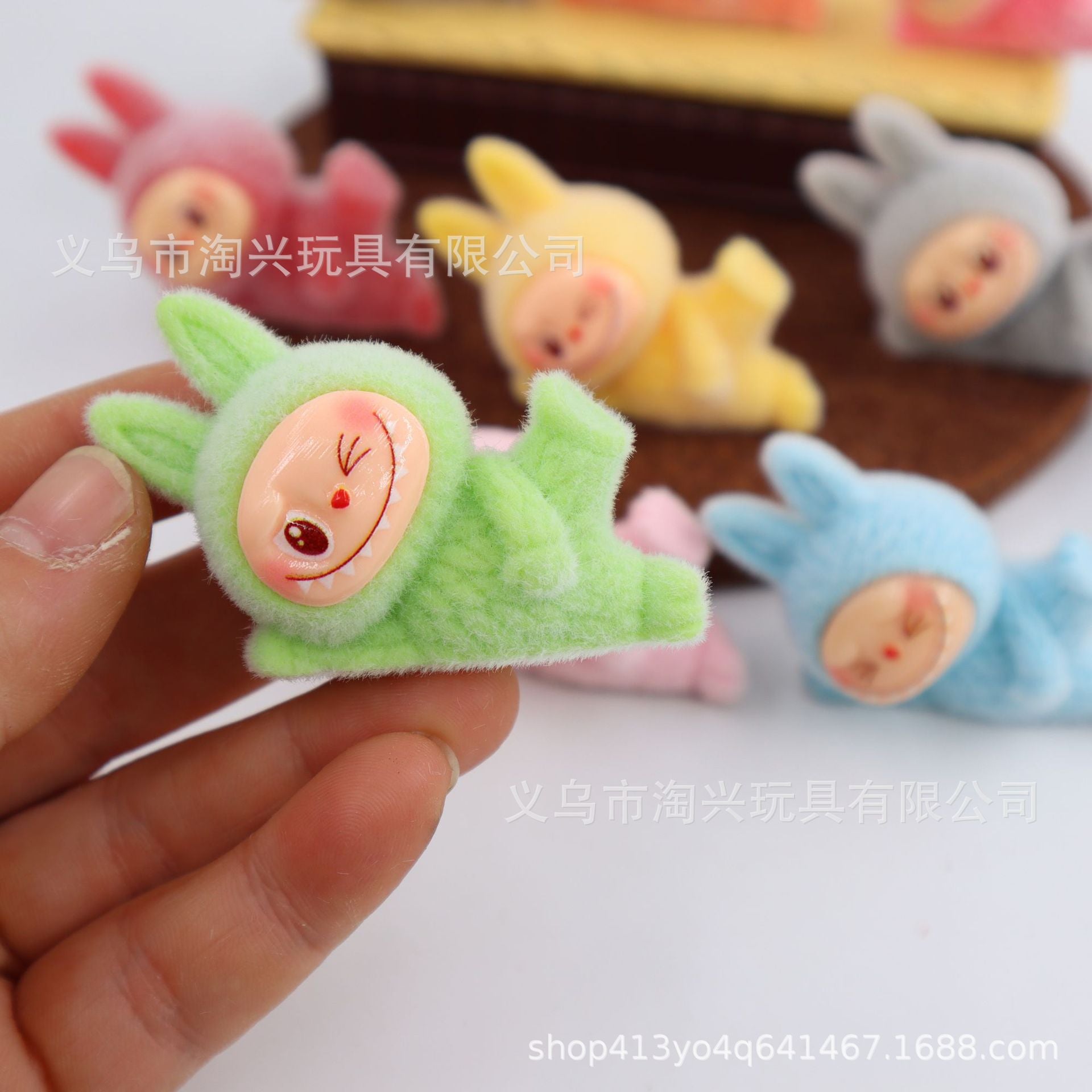 Flocked side-lying yoga Labubu blind box trendy resin figurine, cute and exquisite ornament, pendant, accessory Secondary image
