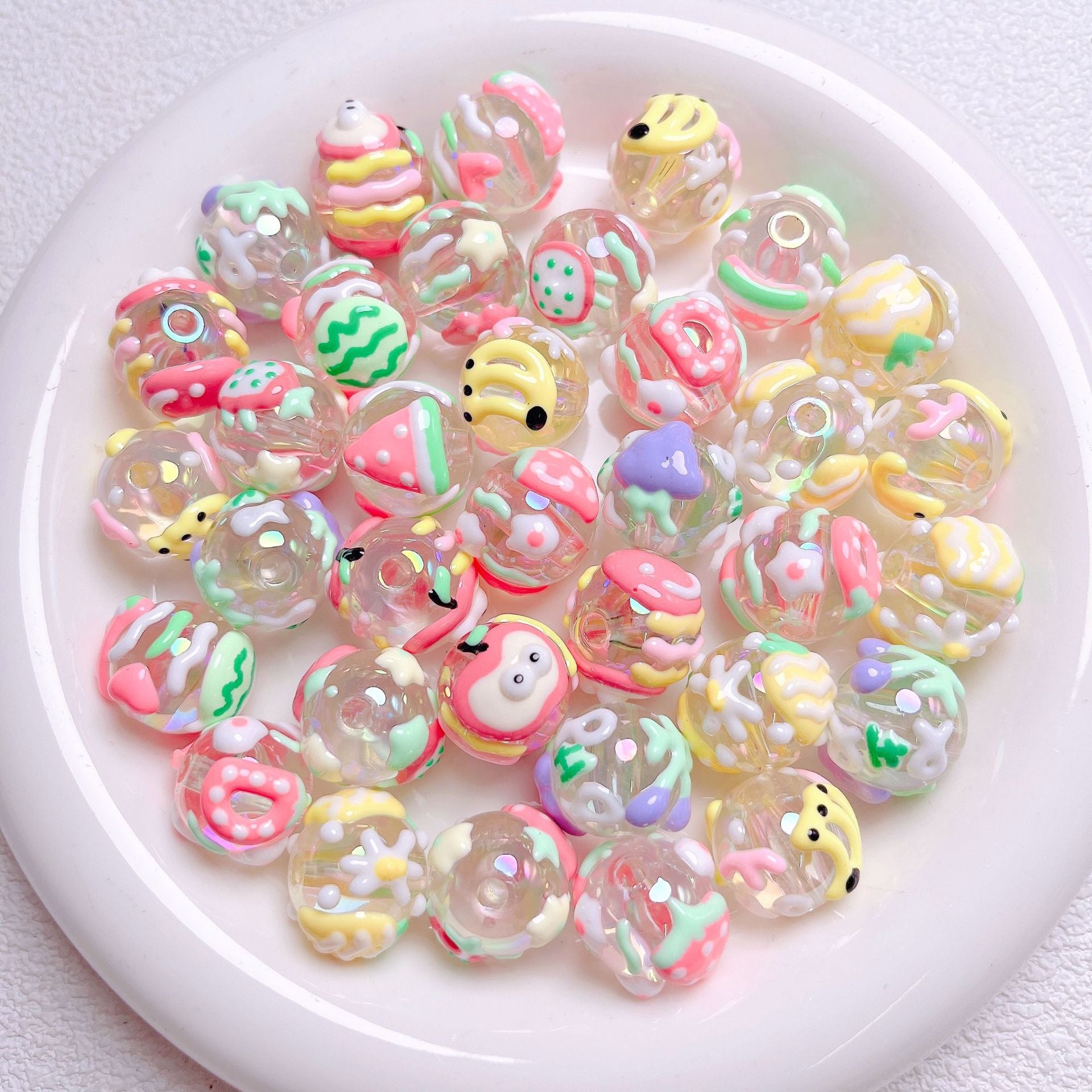 Cute and fun strawberry and banana hand-painted straight-hole beads DIY phone chain keychain materials loose beads jewelry accessories Secondary image