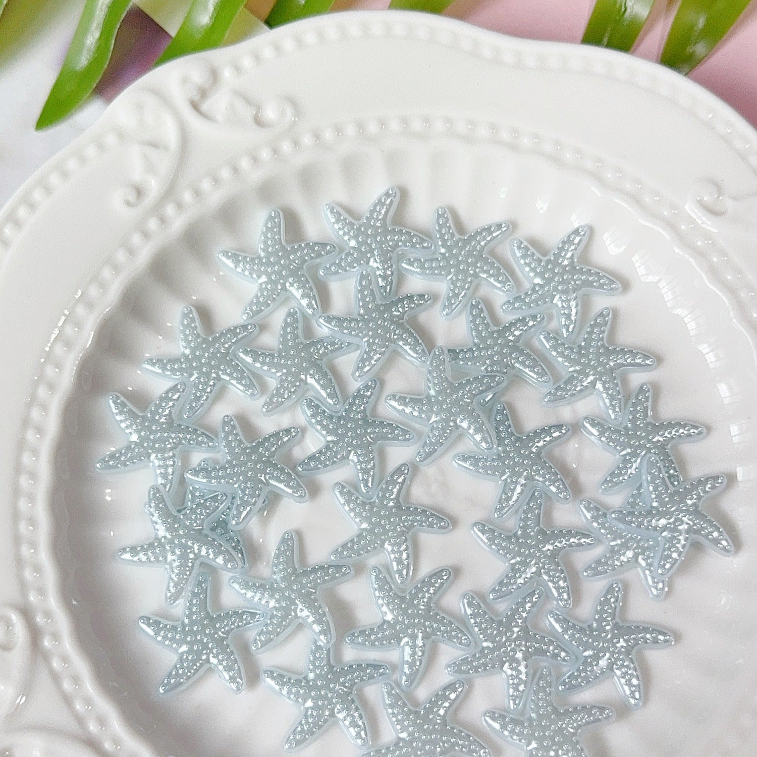 ABS Imitation pearl starfish semi-three-dimensional diy Crystal cream phone case sticker Headwear accessories18mm Secondary image