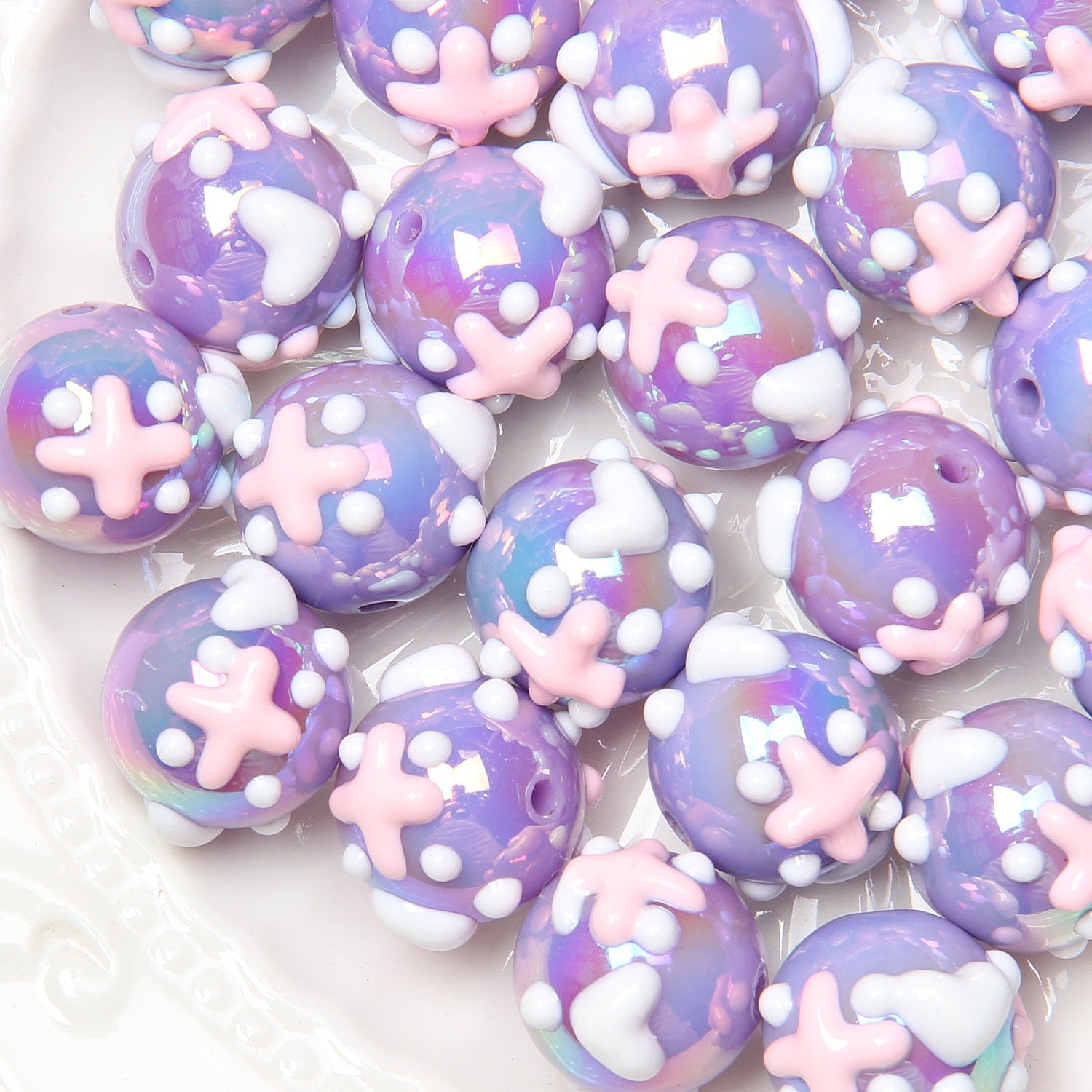 16mm round beads, summer painted beads, hand-painted beads, DIY beaded bracelets, phone chains, car hanging materials Secondary image