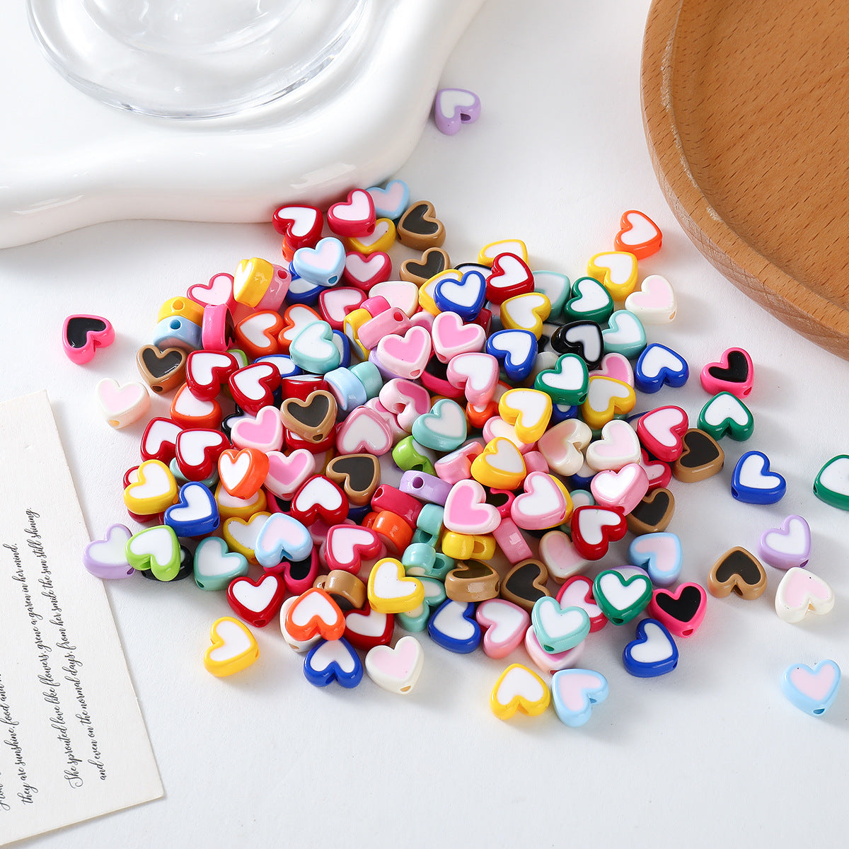 DIY jewelry accessories: bracelet, necklace, beads, colored edge beads, bead-in-bead, heart-shaped acrylic oil-drip beads, loose bead materials Secondary image