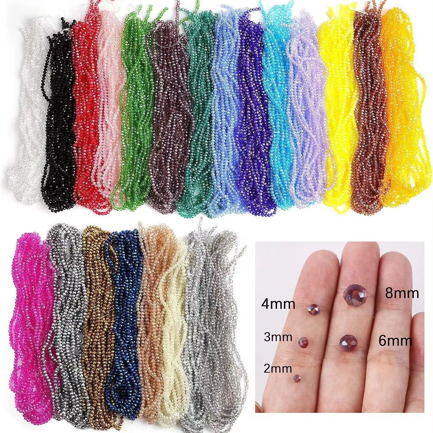 2/3/4/6/8mm flat beads, wheel beads, DIY jewelry accessories, crystal loose beads, transparent, standard color, whole string Secondary image