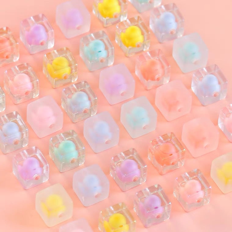 Colorful acrylic square beads, transparent frosted beads within beads, DIY color-plated beads for hair ropes, phone chains, and accessories Secondary image