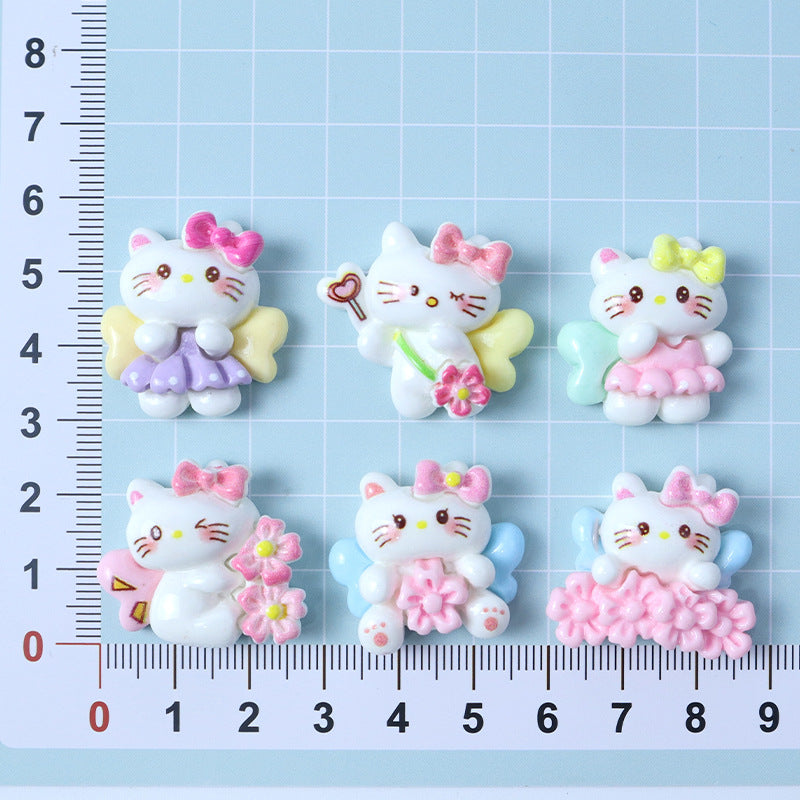 Cartoon glossy cherry blossom kitten DIY resin accessories for handmade hair clips, phone cases, water cups, and headwear Secondary image